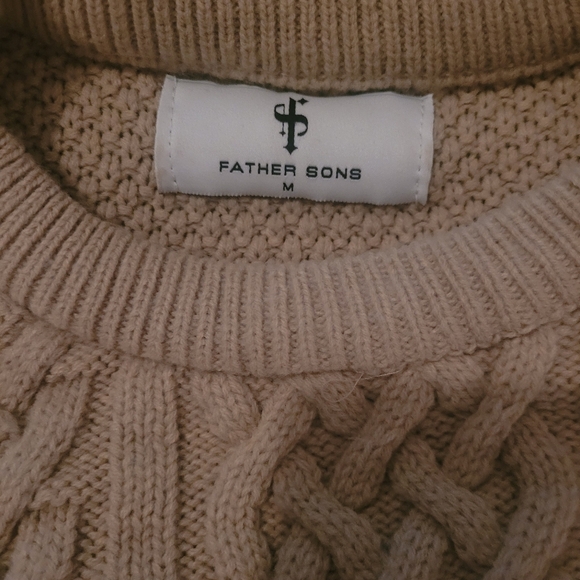 Father Sons Cream Colored Cable Knit Mens Sweater M - Picture 6 of 6
